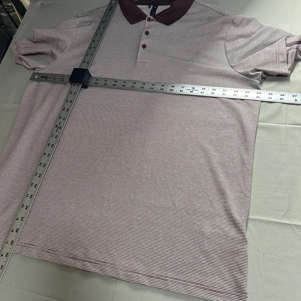 Adidas Polo Shirt Mens XL Maroon Striped Performance Golf Athleisure